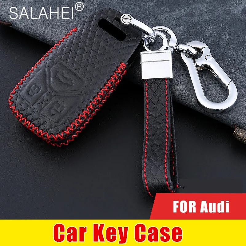 

Top Layer Leather Car Key Case Cover For Audi A5 Q7 S4 S5 A4 B9 A4L 4m TT TTS RS A4 A6L QT S7 A6 Q5 SQ5 3 Buttons Accessories