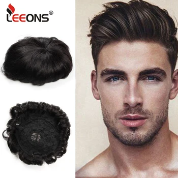 

Leeons Popular Human Hair Men Toupee Durable Hairpieces Lace Wigs For Men Hair Toupee European Remy Hair Men Wig Freeshipping