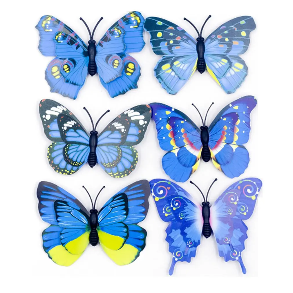 Decoration 3D Stereo PVC Artificial Simulation Butterfly Home Gardening Supplies 6 Pack Outdoor Garden | Дом и сад