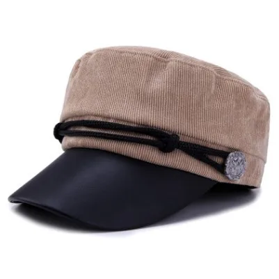 khaki XdanqinX/Осенняя женская шапка, элегантные модные женские армейские военные шапки, британская винтажная плоская кепка, женские студенческие кепки, Кепка с задней застёжкой - Цвет: khaki