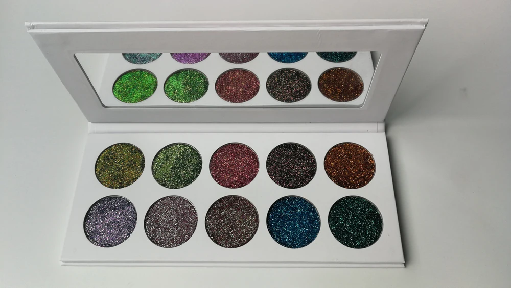 Best Private Label Products 10Colors Glitter Metallic Eyeshadow Palette Glossy Pigment Halloween Christmas Makeup Low MOQ