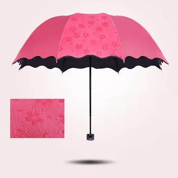 

Portable Mini Water Encounter Flowering Sunny Umbrella Lady UV Protection Solid Color Sun Umbrella Windproof Travel Umbrella-35