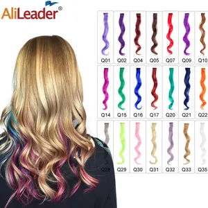 Alileader 18-дюймовые синтетические вьющиеся удлинители волос с зажимом, натуральные длинные шиньоны для женщин, девушек, розовые, синие, Красочные