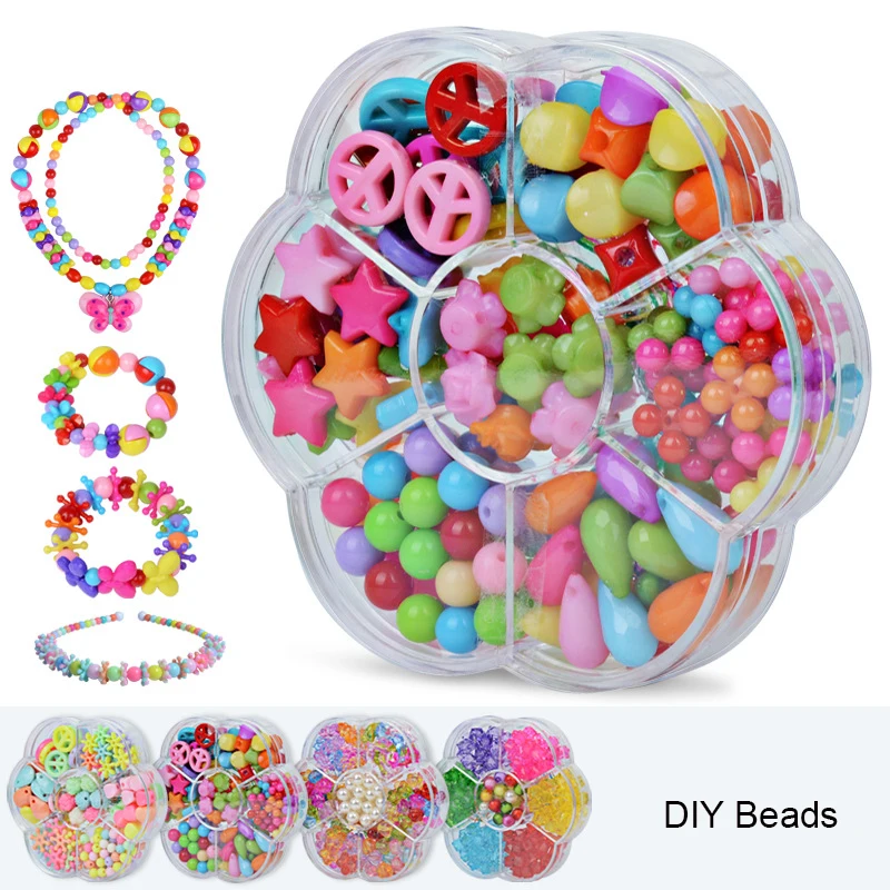1Set-DIY-Colorful-Rainbow-Beads-Girls-Kids-Handmade-Accessories-Ornaments-DIY-Materials-Flower-Beads-Crystal-Pearls