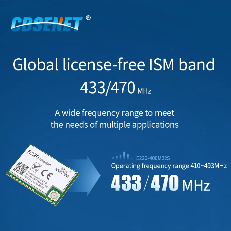 Wireless Module LLCC68 LoRa Wireless Module 433Mhz 470Mhz 22dBm 6km Long Range E220-400M22S CESENET RF Receiver Transmitter PA+LNA IPEX Antenna