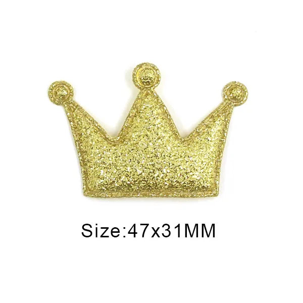 50 шт разноцветные блестящие кожаные накладки Корона/сердце/звезда милые блестящие аппликации нашивки для одежды DIY заколки для волос для девочек - Цвет: Big Gold Crown