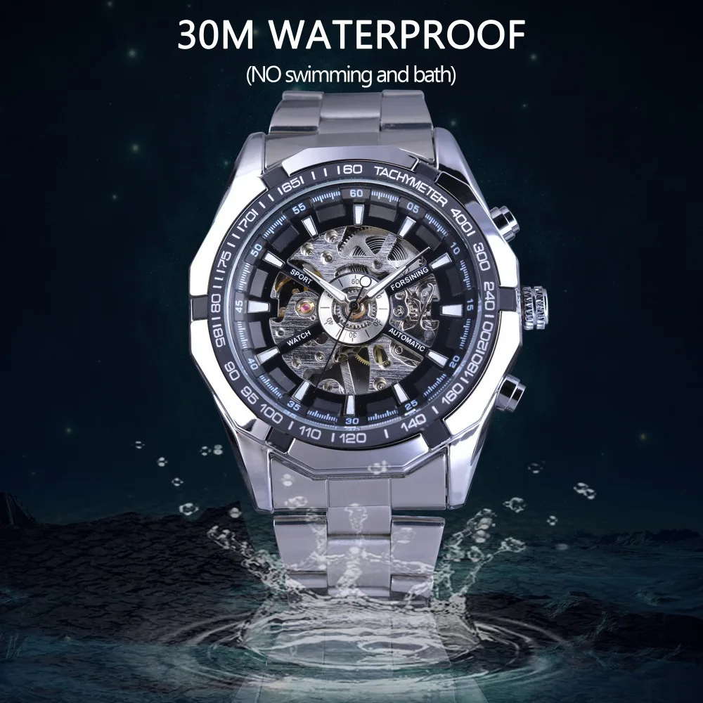 

Forsining Genuine Product Men Fully Automatic Analog Watch Hollow out Waterproof Steel Watch Automatic Analog Watch MEN'S Watch