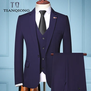 

Brand Men 's Fashion 3 Piece Suit Sets Male Business Casual Blazers Pants Vest Set Coat Blazer Wedding Waistcoat Trousers Blazer