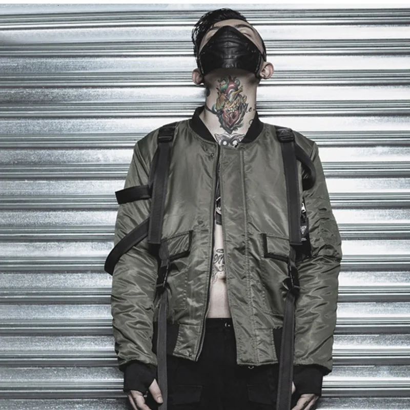 EWQ / Tide High Street Straps Pilot Jacket Hip Hop Loose Coat For Male Autumn Winter Fahison New Men's Clothes 19H-a67