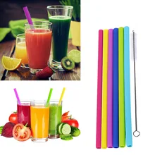 6 шт Красочный молочный чай для питья сока соломы с набор щеточек Пищевая силиконовая Пипетка для дня рождения свадебные принадлежности
