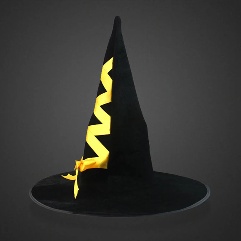 Шляпа ведьмы на Хэллоуин бархатная лента ведьма шляпа для костюма мяч Хэллоуин косплей поставки