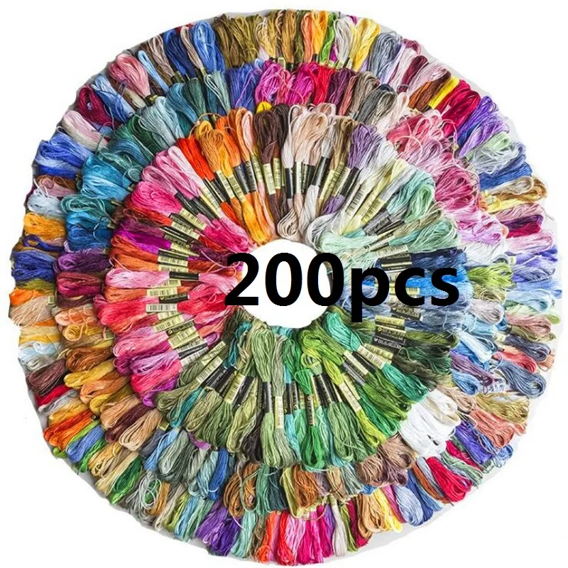 

200Pcs Embroidery Thread Skeins Multi Colors Option Floss Similar DMC Anchor Cross Stitch Cotton Sewing Embroideried Threads