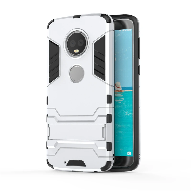 Silver Yuhashi противоударный жесткий чехол-подставка для Motorola G6 Premuim, чехол-накладка для телефона, чехол-бампер для Motorola G6 - Цвет: Silver