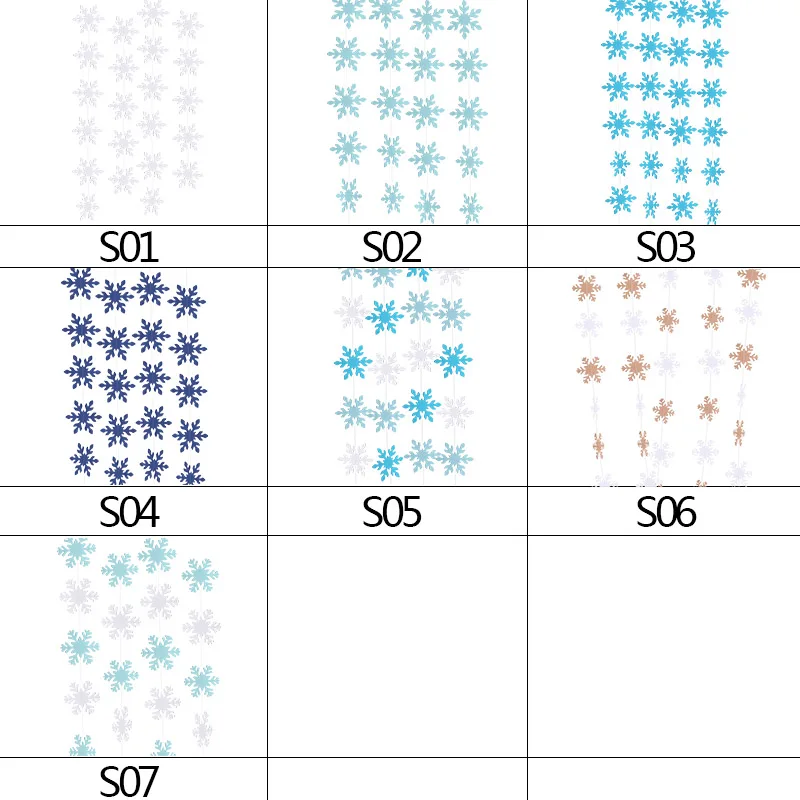 Счастливого Рождества Снежинка струнная гирлянда Рождественская бумага Бантинг Баннер Замороженные подвесные украшения для вечеринки год Рождественская елка украшения