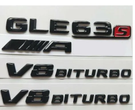 Блестящие черные 3D буквы для GLE63s Для AMG V8 BITURBO эмблемы для Mercedes Benz W166 C292 - Цвет: 4pcs Gloss Black