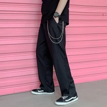 Модные трендовые мужские брюки с цепочкой; мужские брюки в западном стиле; повседневные брюки; деловые брюки для отдыха