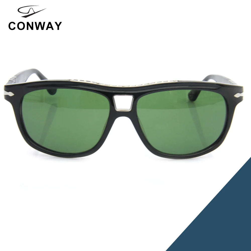 Conway Mens Sunglasses Steve Italian Brand Design Oversize Driving Glasses Pilot for Large Head Unbreakable Acetate Frame Black