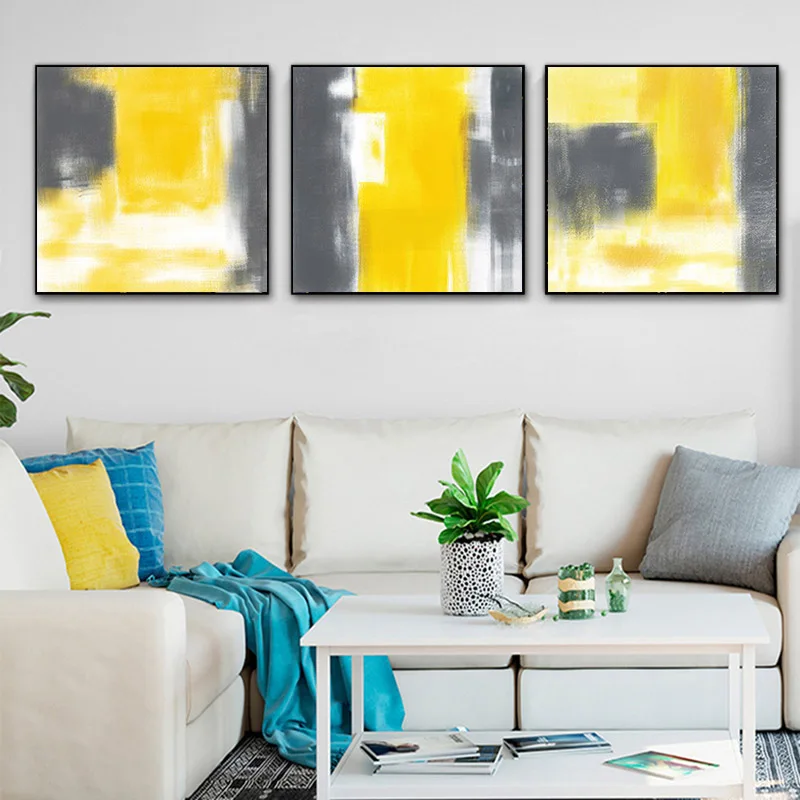 

Nordic Style Canvas Painting Abstract Posters and Prints Black and Yellow Art Wall Pictures for Living Room Cuadros Home Decor
