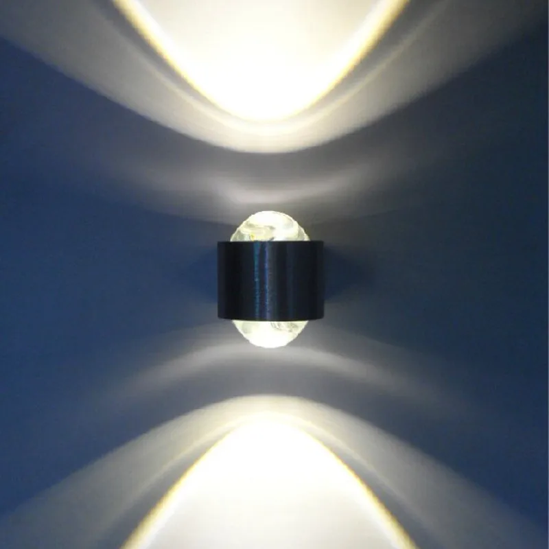 Modern Wall Sconce Lights Crystal Convex Lense Up And Down Aluminum Lighting Fixture 2W 6W Wall Lamp For Home Room Decoration