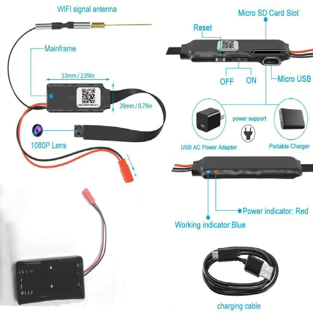 1080P DIY Портативный WiFi IP мини камера P2P беспроводная HD микро веб видеокамера