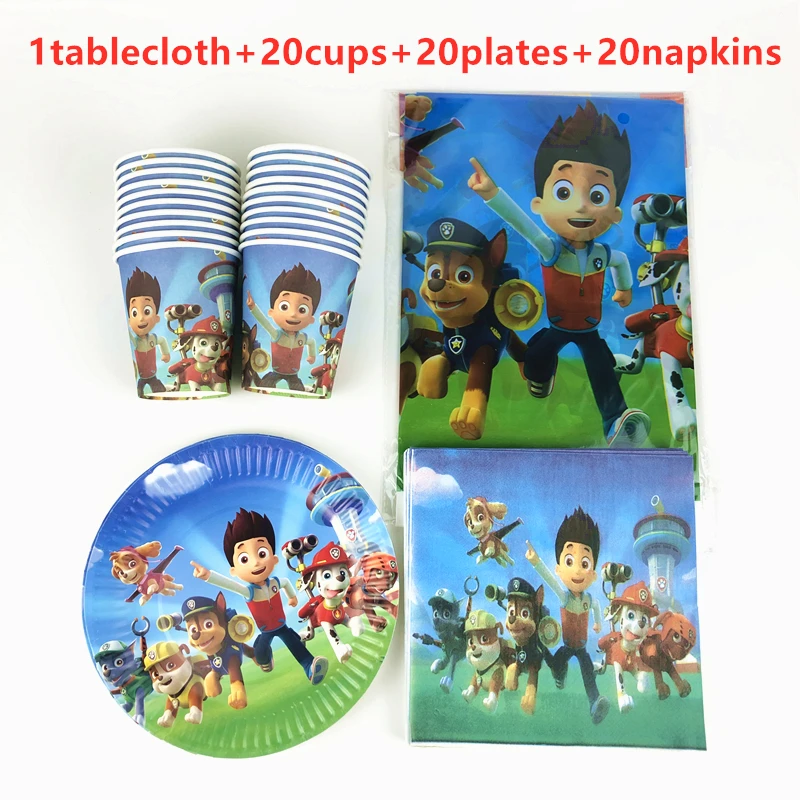 

Paw Patrol Theme 61pcs Girls Birthday Party Paper Cup Plate Napkin Wedding Tablecloth Baby shower Tableware Sets Supplies