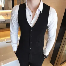 Мужской стиль Модный корейский стиль приталенный костюм жилет для ночного клуба тренд мужской жилет