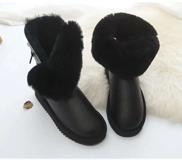 Классические австралийские зимние сапоги высокого качества; Женская водонепроницаемая обувь из натуральной овечьей кожи; нескользящая резиновая обувь до середины икры