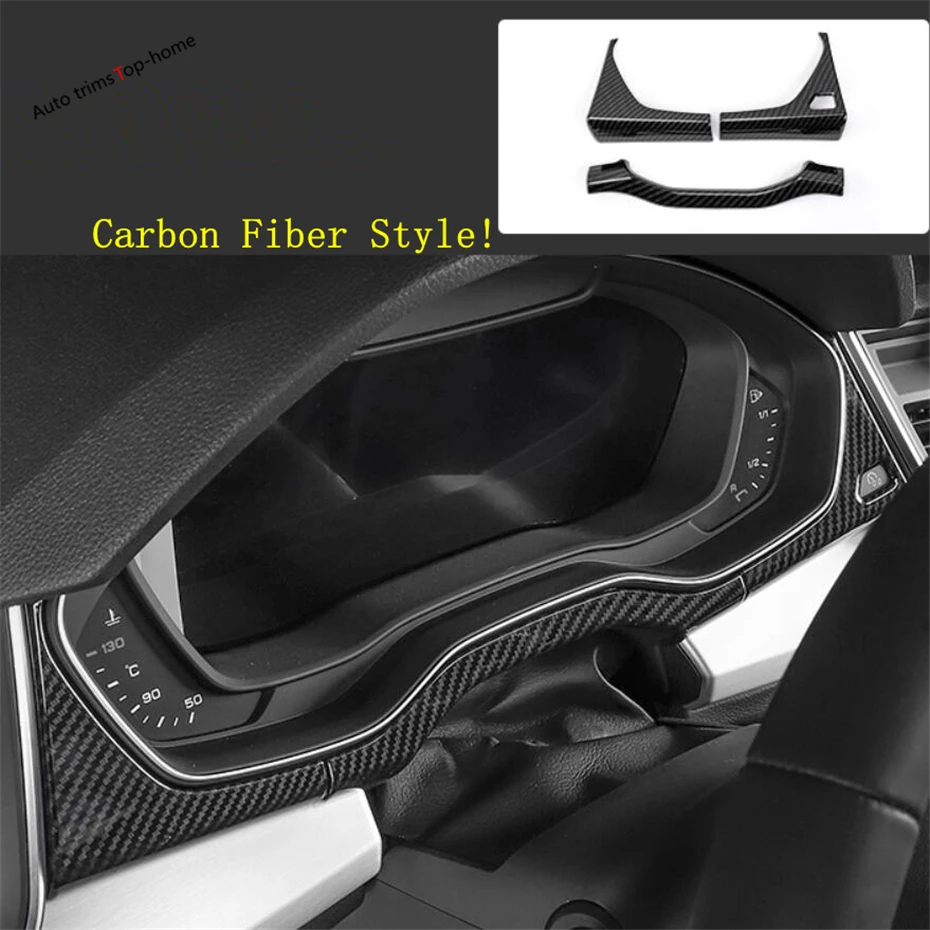 

Yimaautotrims Matte / Carbon Fiber Look Interior For Audi Q5 2018 2019 2020 Center Console Dashboard Instrument Frame Cover Trim
