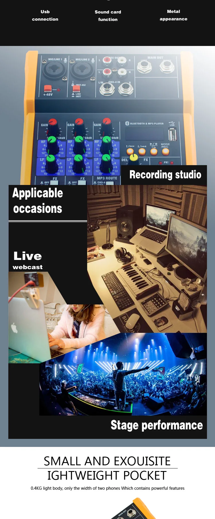 canais, console de mixagem de som portátil,