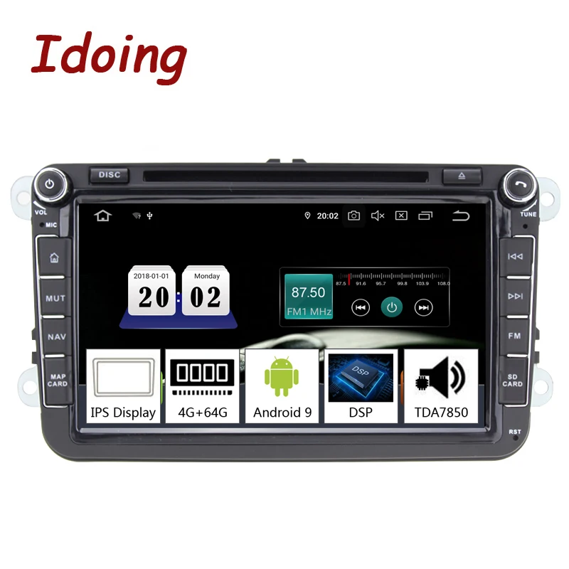 Автомагнитола Idoing универсальная 2 din 8 дюймов Android 9 0 4 + 64 ГБ IPS GPS|Мультимедиаплеер