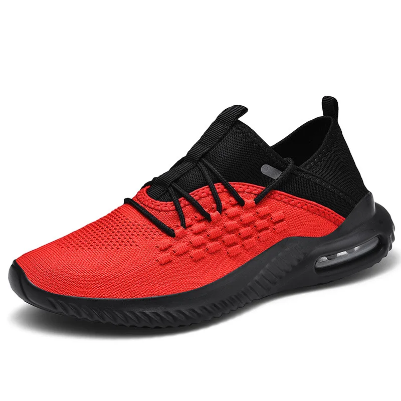 Black-Red Мужские кроссовки c воздушными подушками; Мужская дышащая повседневная обувь для тренировок; модная прогулочная обувь; zapatillas hombre; Прямая поставка - Цвет: Black-Red