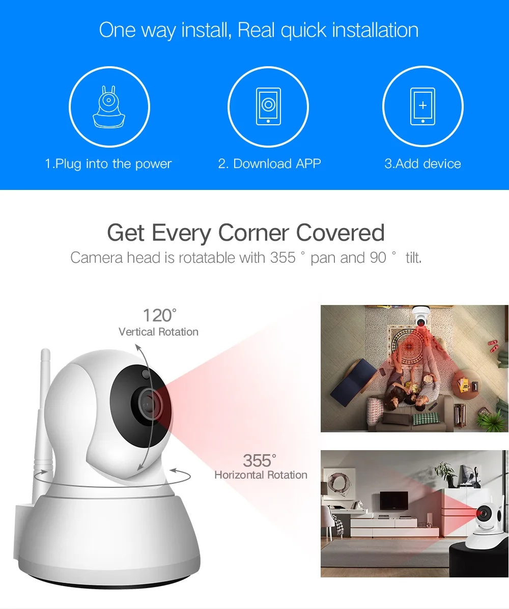 

Home security check Baby /Pet Cam HD 720P Wireless Wifi IP Camera