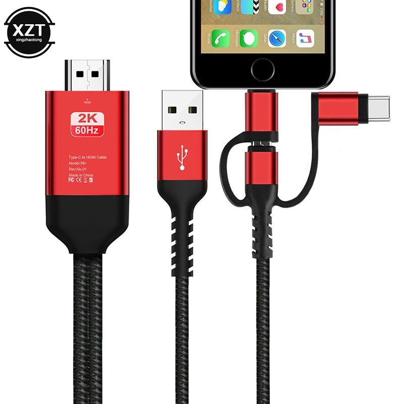 HD 3 в 1 Apple Android type-C к HDMI изображение мобильного телефона экран линия проекции Кабель-адаптер