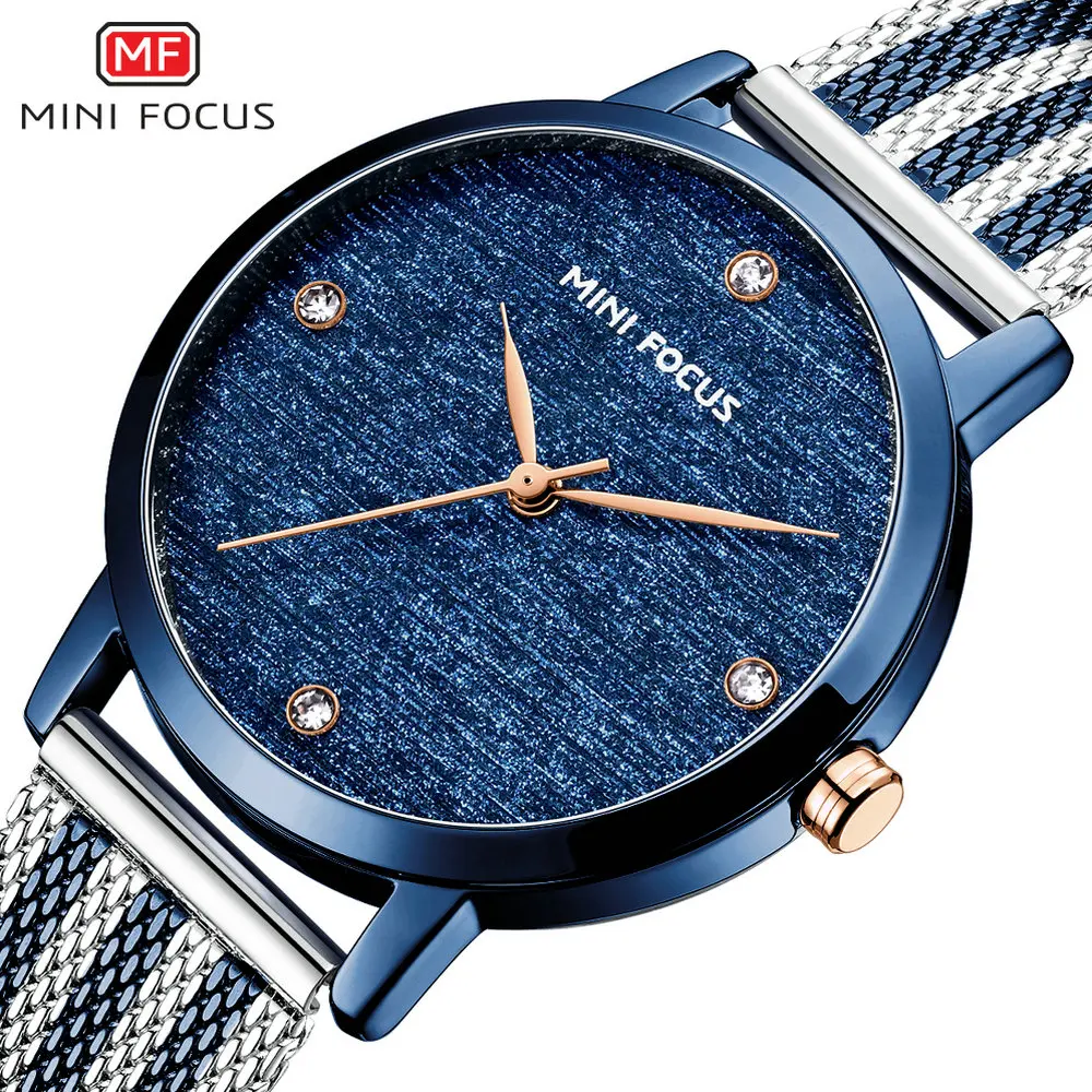 MINIFOCUS Women Quartz Watches Top Brand Luxury Crystal Elegant Dress Ladies Analog Watch Contrast Color Mesh Strap Female Clock | Наручные