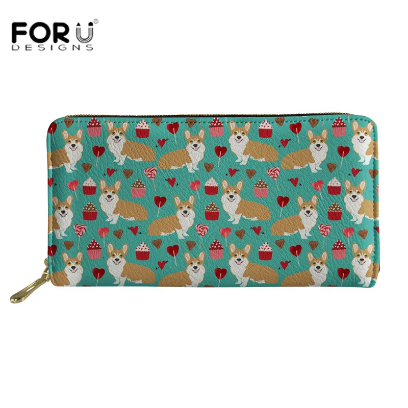 FORUDESIGNS кошелек для женщин, брелок с принтом, Длинный кошелек для девушек, кавайный цветок, из искусственной кожи, карман для монет, для женщин, сумка для денег, клатч