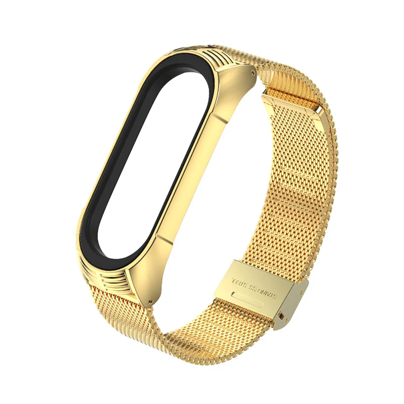 Mi jobs браслет mi band 4 металлический ремешок из нержавеющей стали для xiaomi mi band 3 ремешок mi band 4 Pulsera watch correa - Цвет: Gold