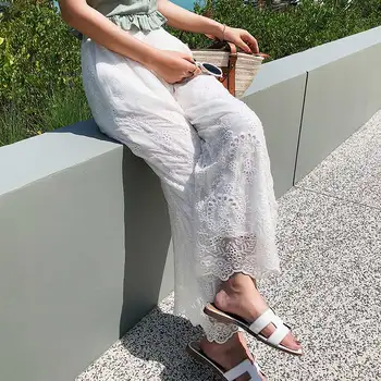 

Wide Leg Pants Femme pantalon taille haute Plus Size Linen Loose Female Capris Trousers Women's Long Pants High Waist