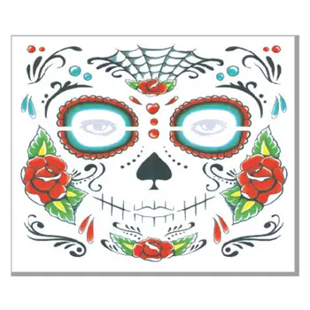 

Halloween Face Temporary Tattoos Stickers Day of the Dead Sugar Skull Floral Skeleton Mask Unisex Mexican Party Favor Supplies