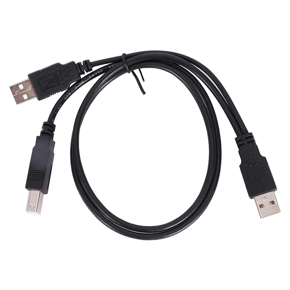 Высококачественный двойной USB 2,0 штекер к стандарту B Мужской Y кабель 80 см для принтера и сканера и внешнего жесткого диска