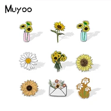 2021 New Daisy and Sunflower Flowers in the Envelope Handmade Epoxy Acrylic Lapel Pins Clothing Pins