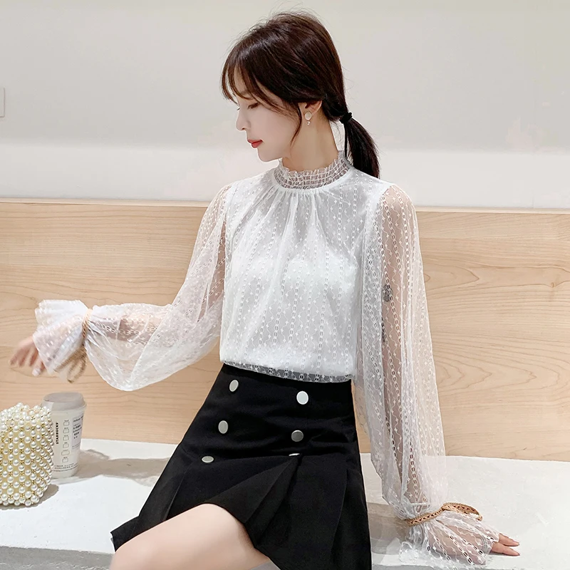 Camisas Mujer Camisa Feminine Новинка осенние женские сексуальные блузки женские топы шифоновые элегантные топы 876C