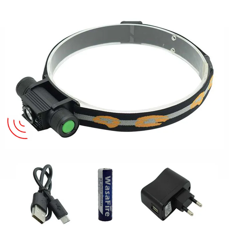 2000LM XM-L2 светодиодный ИК-датчик налобный фонарь Водонепроницаемый USB Перезаряжаемый индукционный фонарь вращается на 5 режимов - Испускаемый цвет: Package B