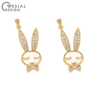 

Cordial Design 20Pcs 12*32MM Jewelry Accessories/Pendant/Genuine Gold Plating/Rabbit Shape/Hand Made/Necklace Findings/CZ Charms