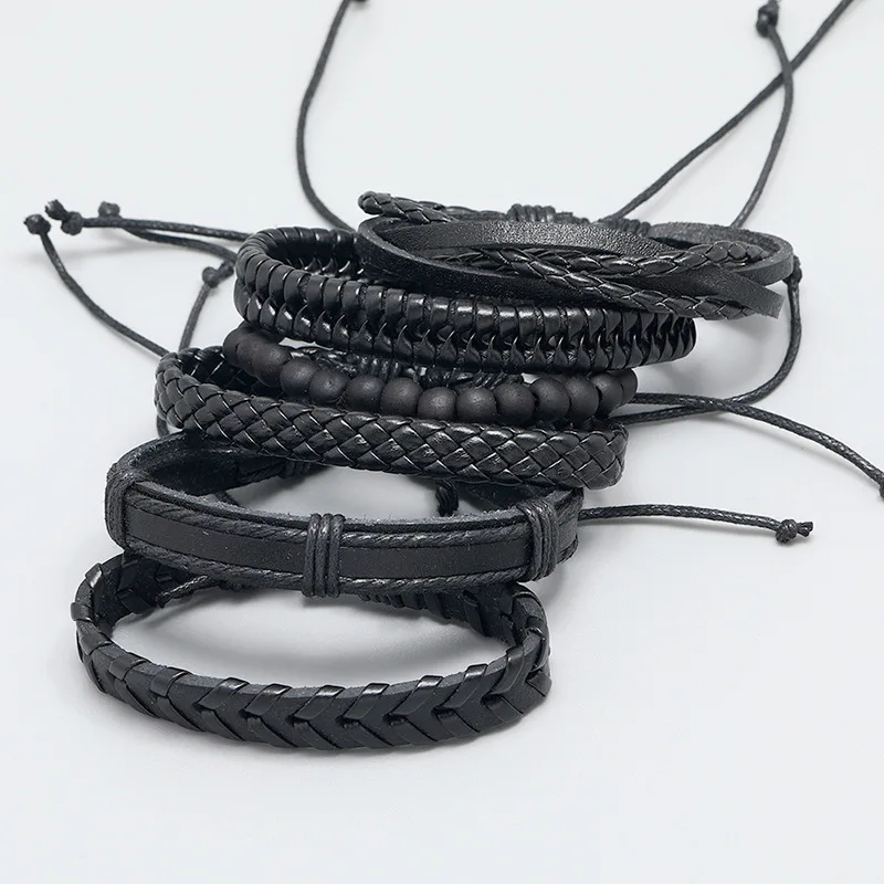 Manfnee™ 6-12pcs Braided Faux Leather Bracelet