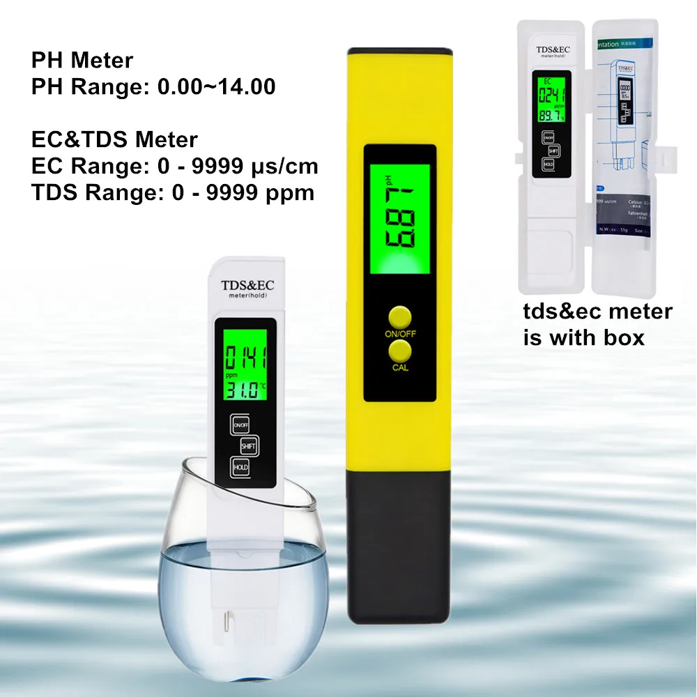 Digital LCD TDS&EC Meter pH Tester Aquarium Hydroponic Water Monitor Soil Test 