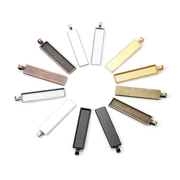 

30 PCS 6 Colors Pendant Tray Kits 30PCS Rectangle Bezels Trays with 30 Pcs Glass Cabochons Settings for Crafting Photo Resin DIY