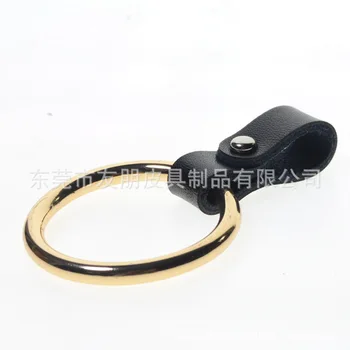 

Black cowhide closure ring data line key ring smooth key ring