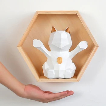 

Household Wall Solid Wood Hexagonal Holder Moisture-proof Storage Rack Finishing Rack