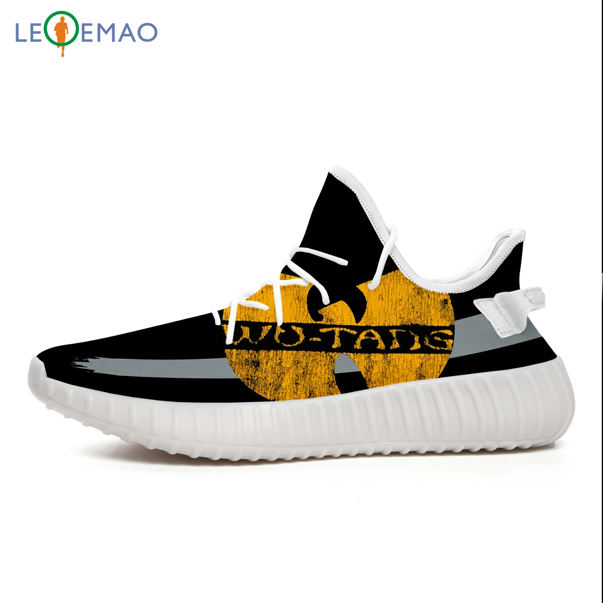 LEQEMAO/прогулочная обувь Wu-tang Band Custom Yeezys Boost 350 V2 воздухопроницаемые кроссовки с сеткой Flyknit