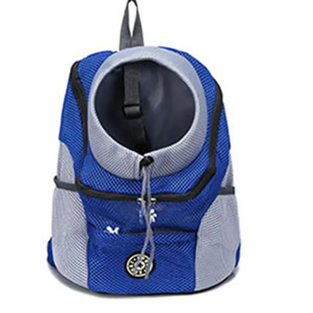 Сетчатый рюкзак на открытом воздухе, переносная сумка для домашних животных, передняя сумка для собак, портативный дорожный рюкзак с двойным плечом - Цвет: Blue